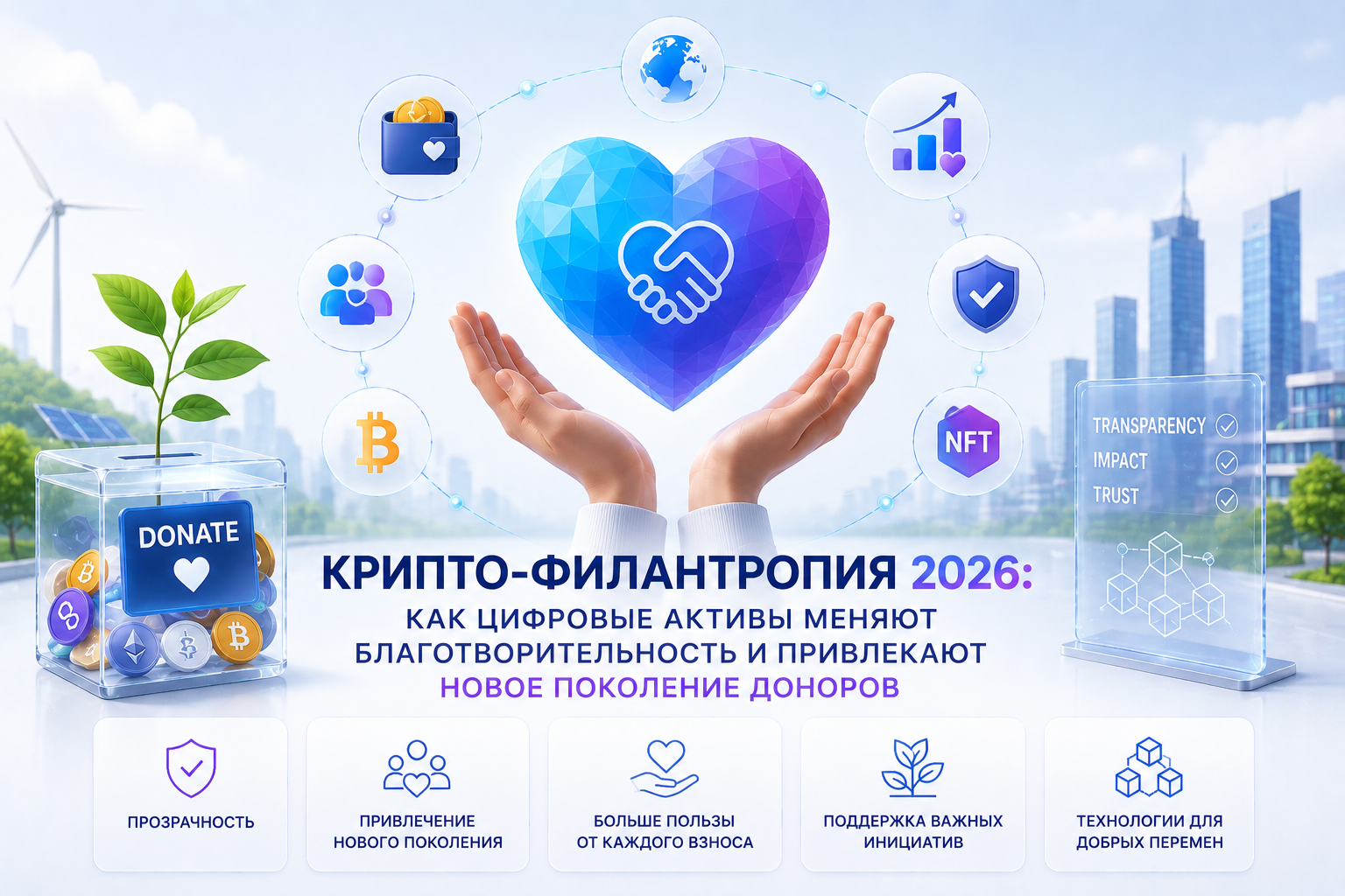 Крипто-филантропия 2026: как цифровые активы меняют благотворительность — обложка разбора Cryptium