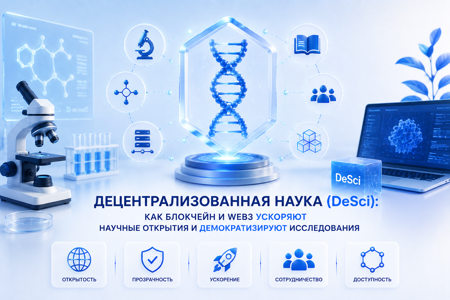 Децентрализованная наука (DeSci): как блокчейн и Web3 ускоряют научные открытия и демократизируют исследования