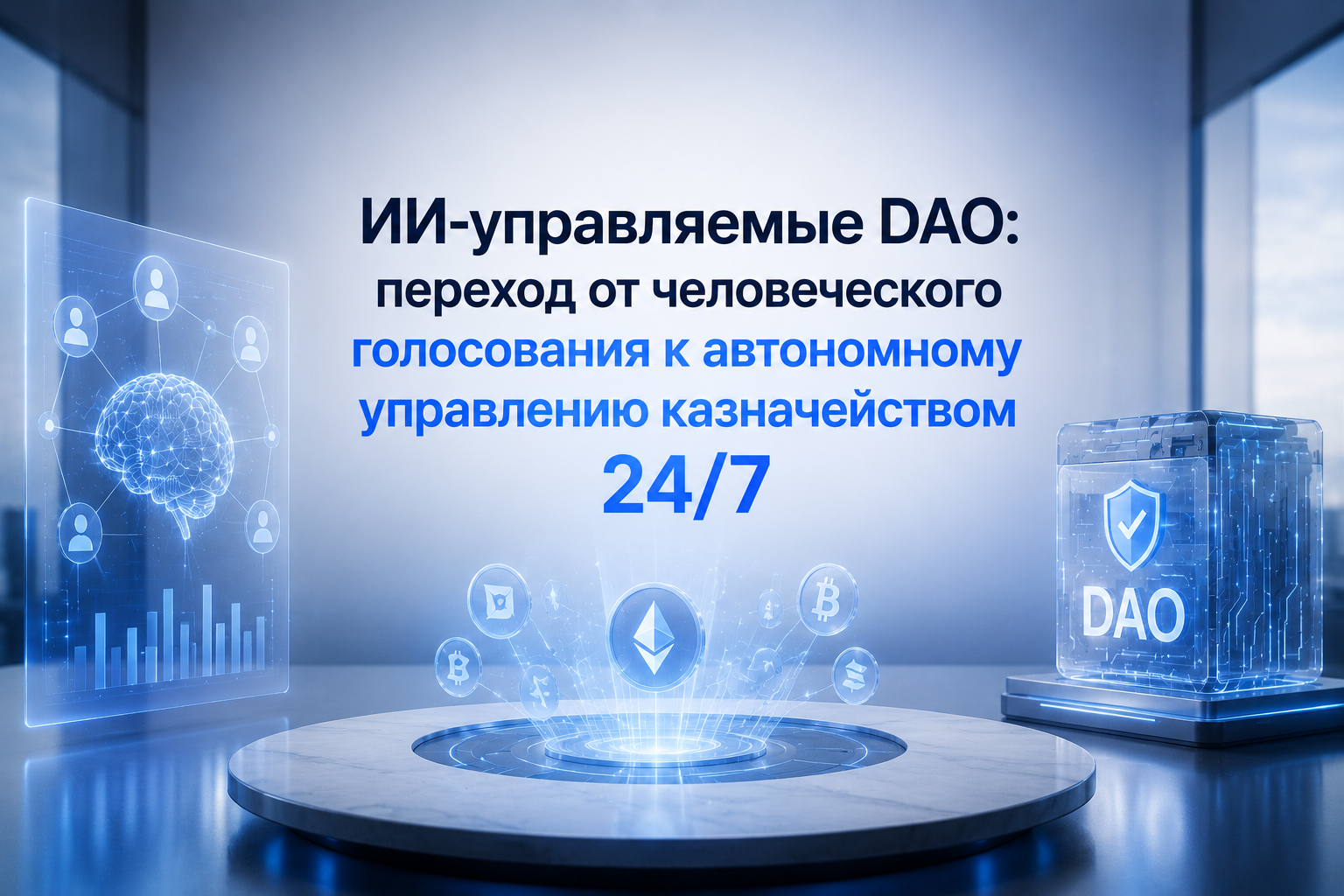 ИИ-управляемые DAO: переход от человеческого голосования к автономному управлению казначейством 24/7