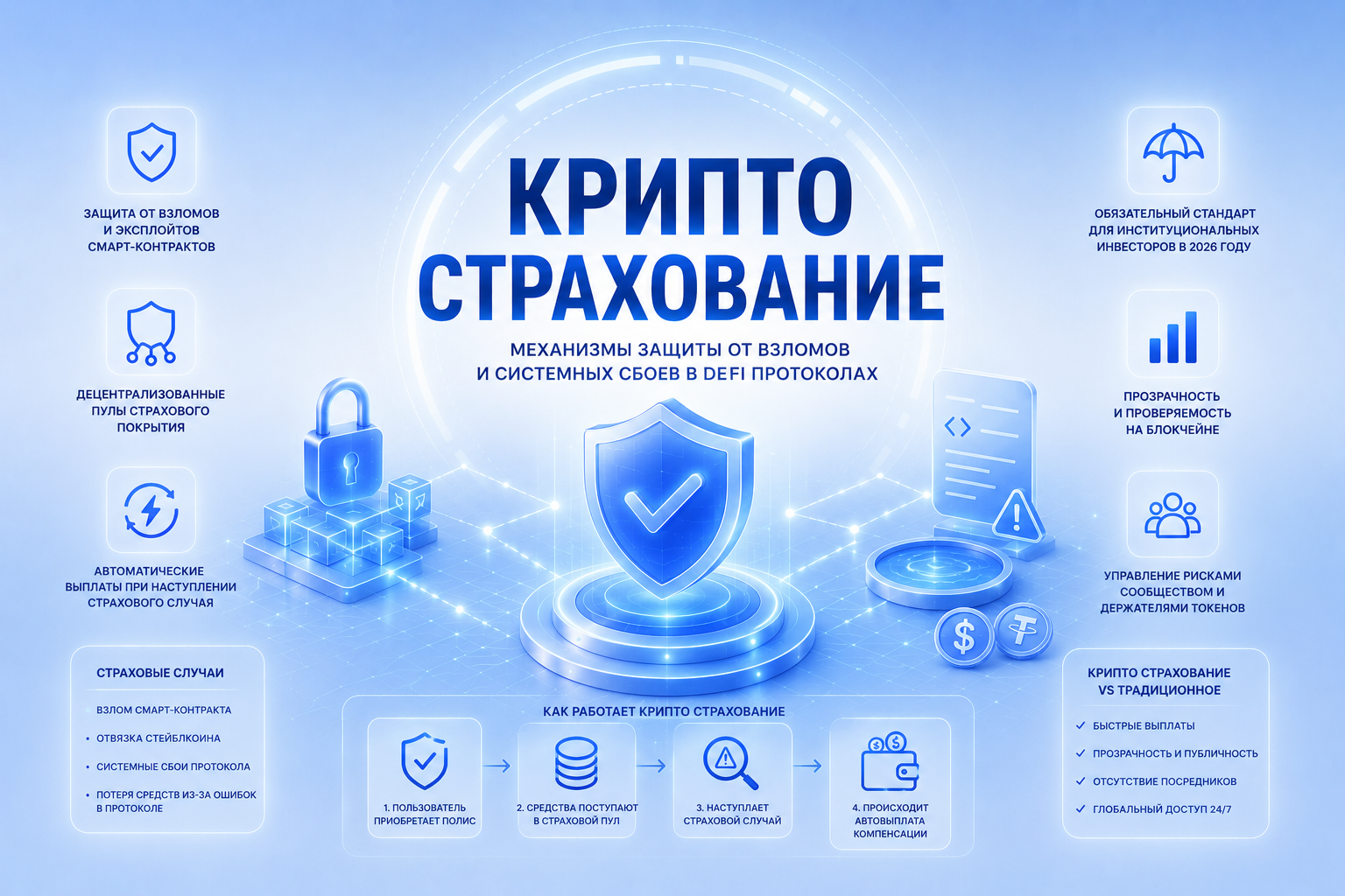Крипто-страхование: механизмы защиты от взломов и системных сбоев в DeFi протоколах
