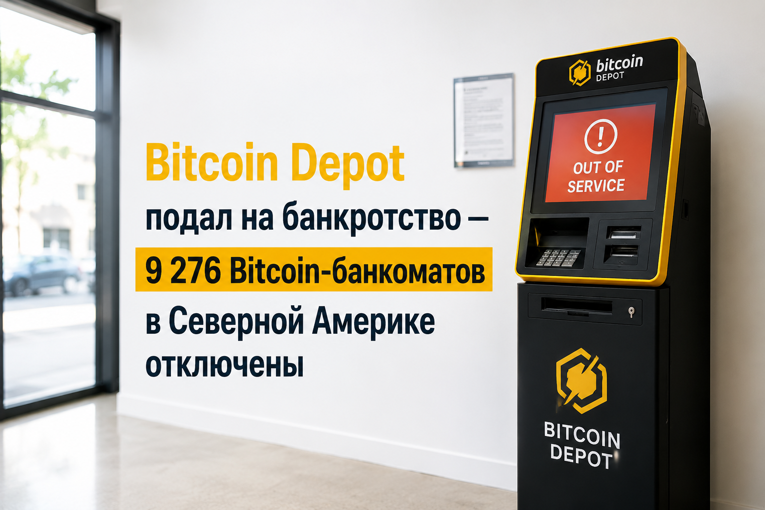 Bitcoin Depot подал на банкротство — 9 276 Bitcoin-банкоматов в Северной Америке отключены