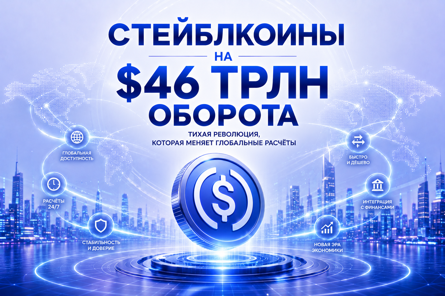 Стейблкоины на $46 трлн оборота: тихая революция, которая меняет глобальные расчёты