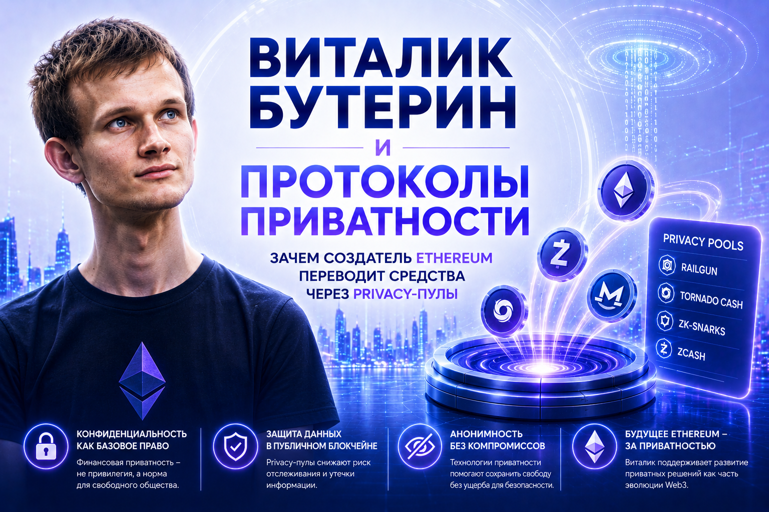 Виталик Бутерин и протоколы приватности: зачем создатель Ethereum переводит средства через privacy-пулы