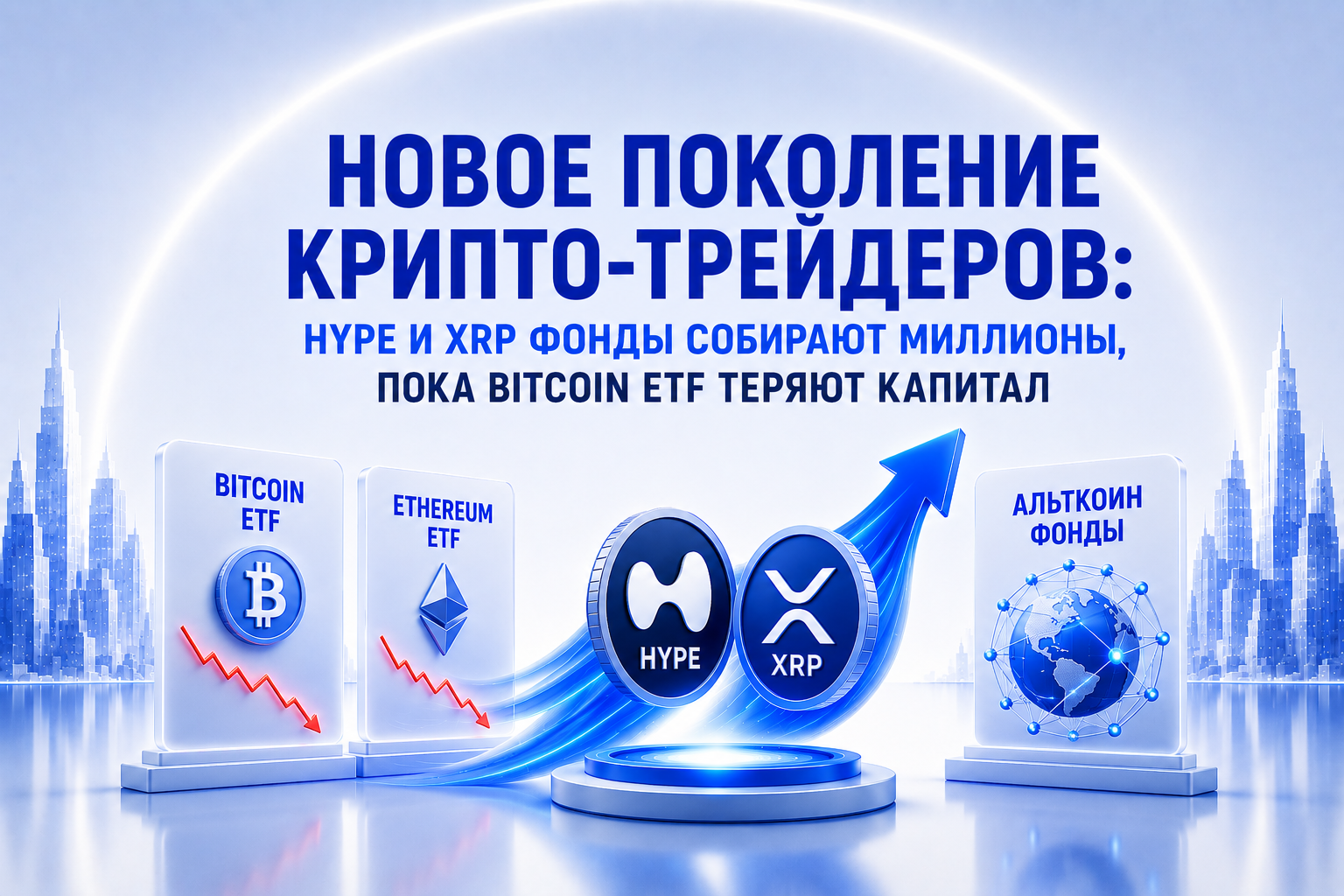 Новое поколение крипто-трейдеров: HYPE и XRP фонды собирают миллионы пока Bitcoin ETF теряют капитал