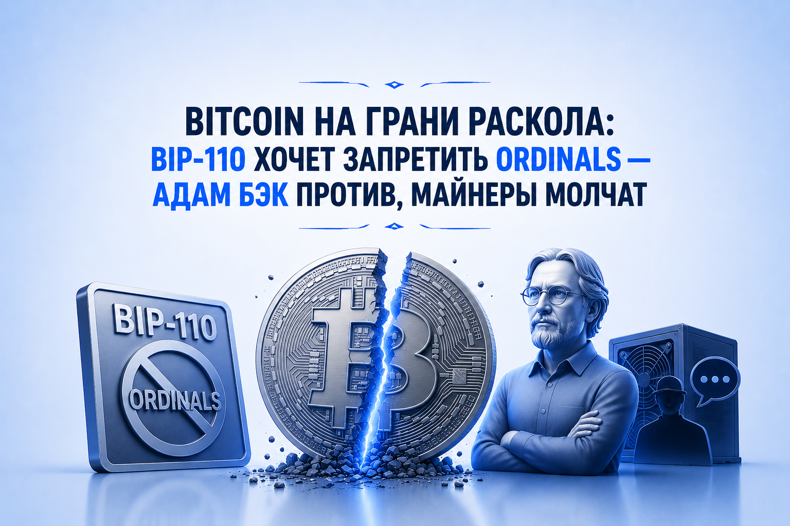 Bitcoin на грани раскола: BIP-110 хочет запретить Ordinals — Адам Бэк против, майнеры молчат
