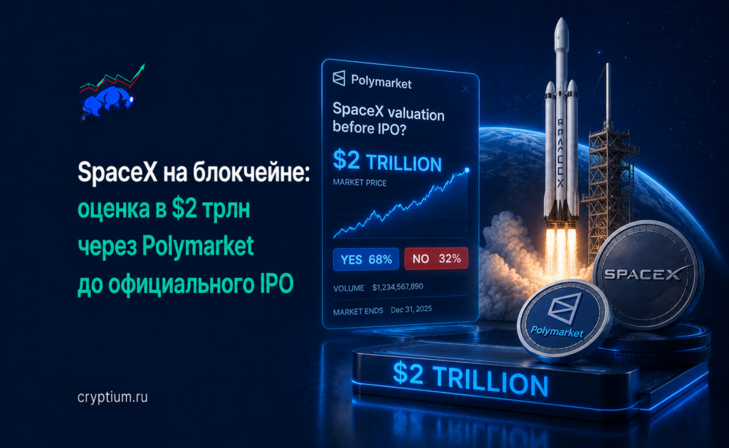 SpaceX на блокчейне: как рынки предсказаний оценили компанию в $2 трлн до официального IPO