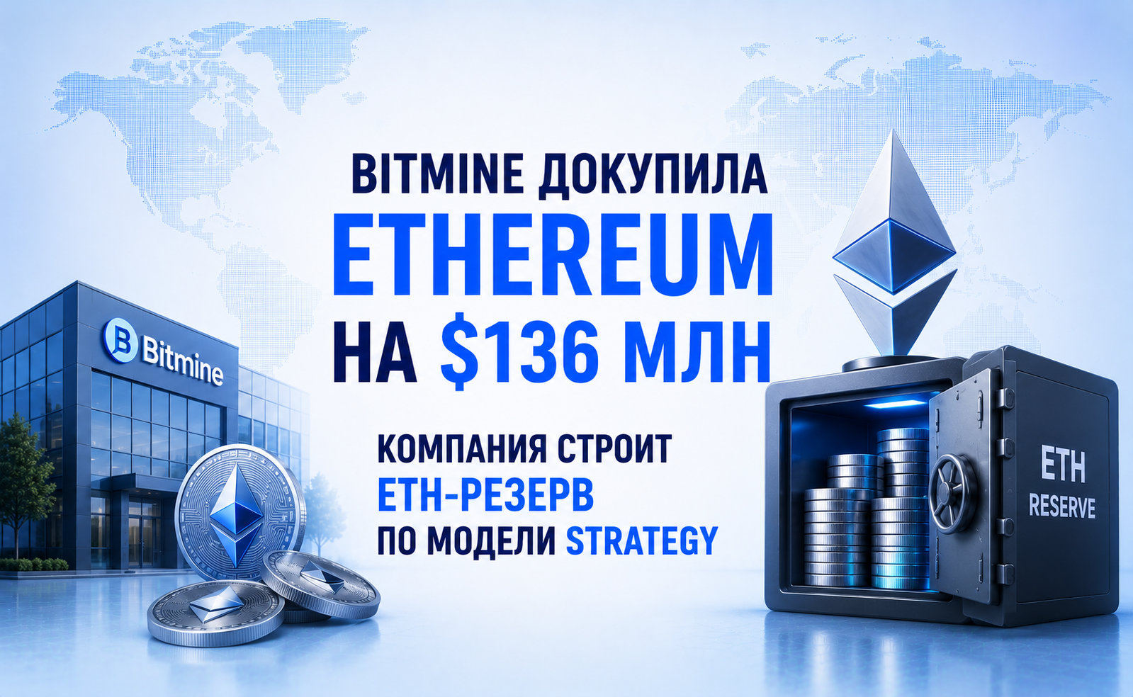Bitmine докупила Ethereum на $136 млн — компания строит ETH-резерв по модели Strategy