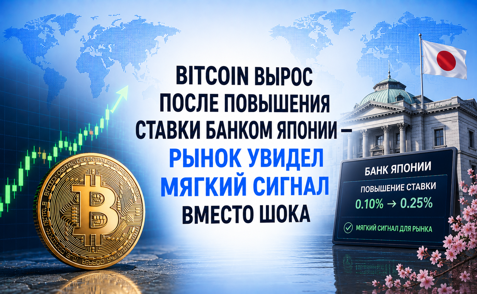 Bitcoin вырос после повышения ставки Банком Японии — рынок увидел мягкий сигнал вместо шока