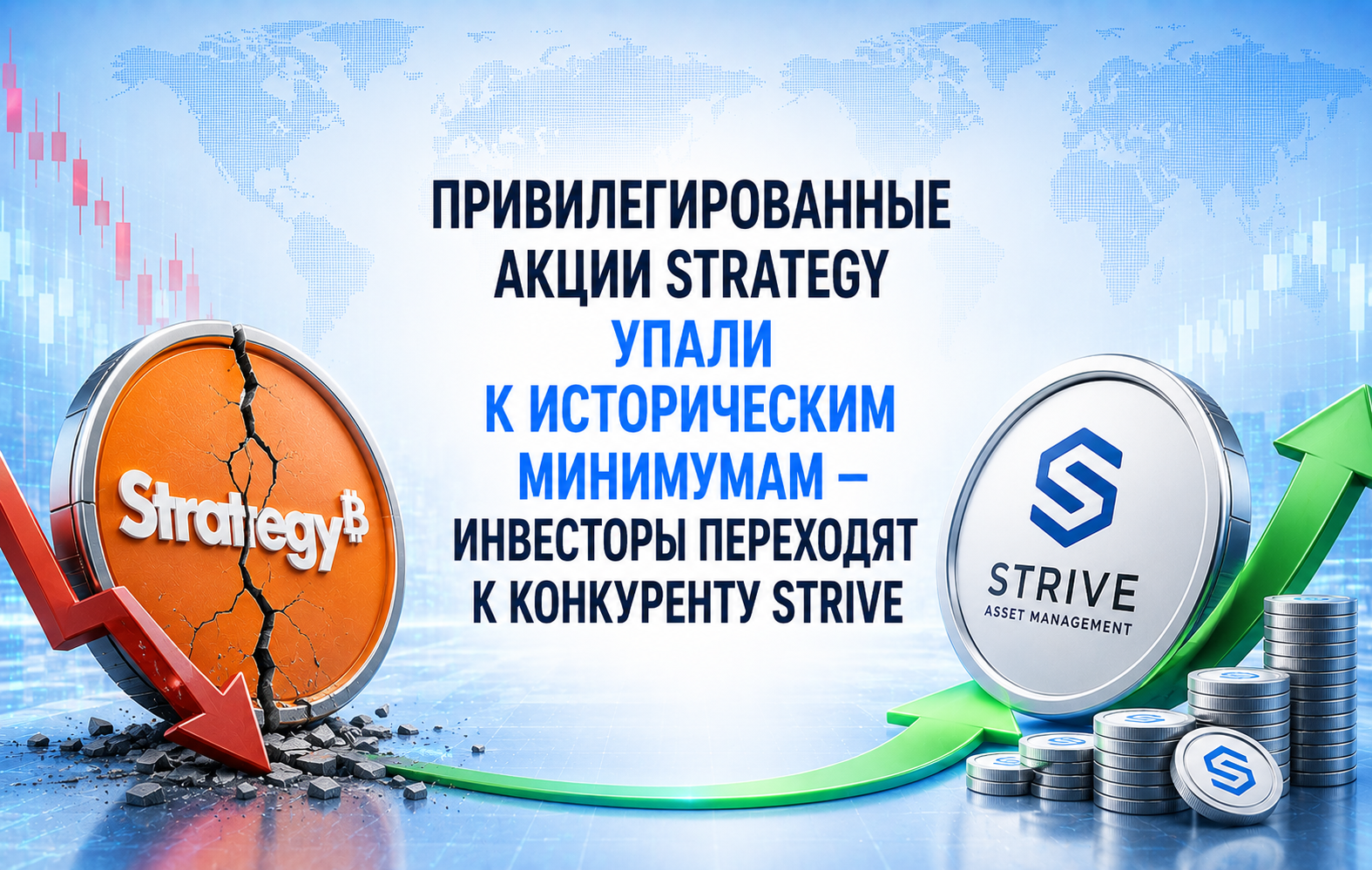 Привилегированные акции Strategy упали к историческим минимумам — инвесторы переходят к конкуренту Strive