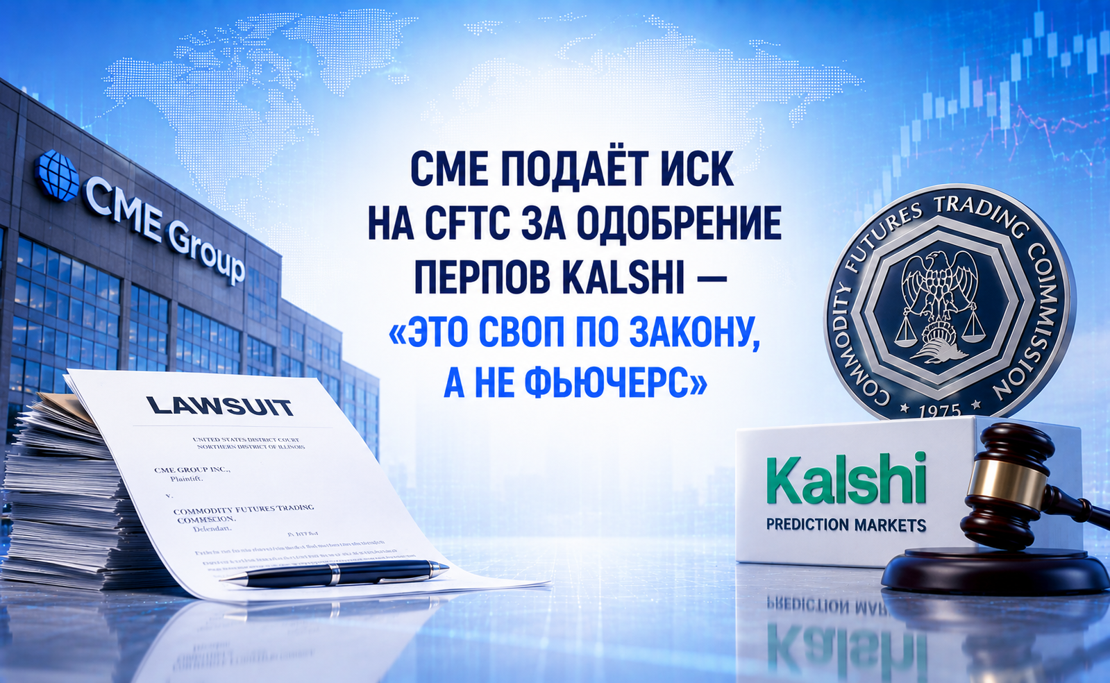 CME подаёт иск на CFTC за одобрение перпов Kalshi — «это своп по закону, а не фьючерс»