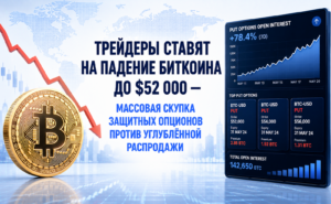 Трейдеры ставят на падение Биткоина до $52 000 — массовая скупка защитных опционов против углублённой распродажи