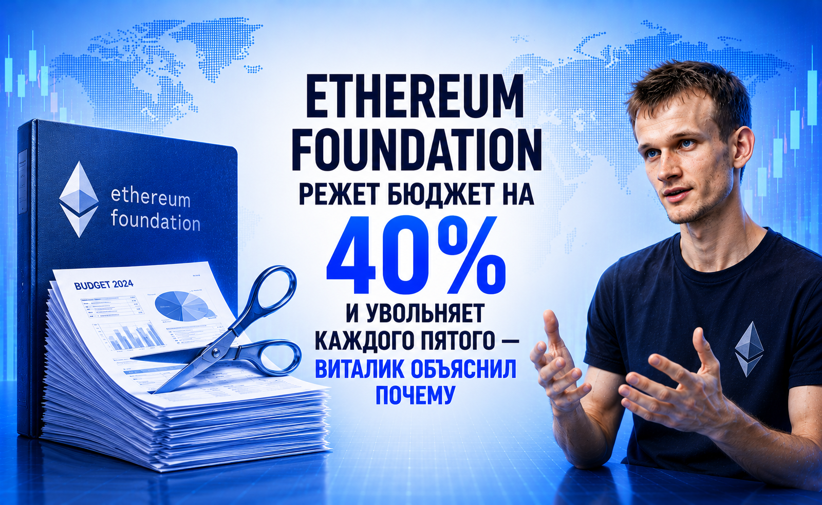 Ethereum Foundation режет бюджет на 40% и увольняет каждого пятого — Виталик объяснил почему