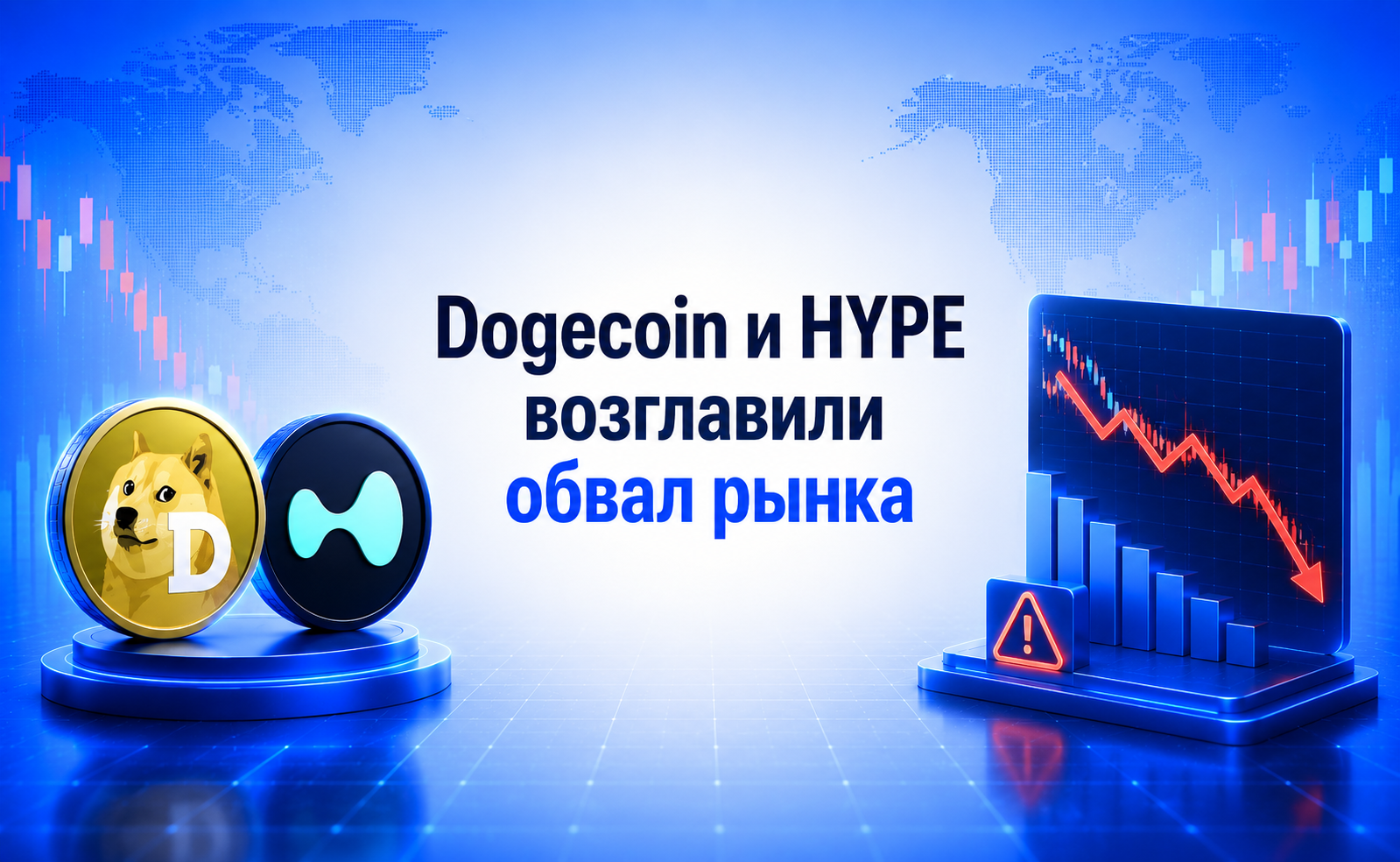 Dogecoin и HYPE рухнули сильнее всех — деньги уходят в акции ИИ