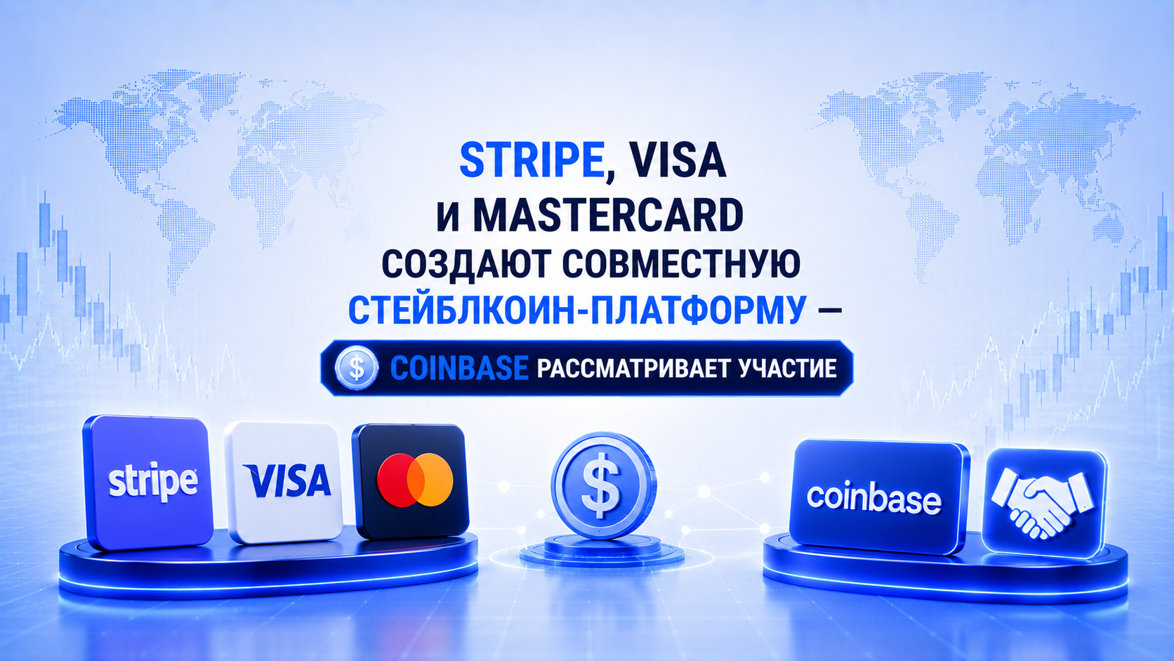 Stripe, Visa и Mastercard создают совместную стейблкоин-платформу — Coinbase рассматривает участие