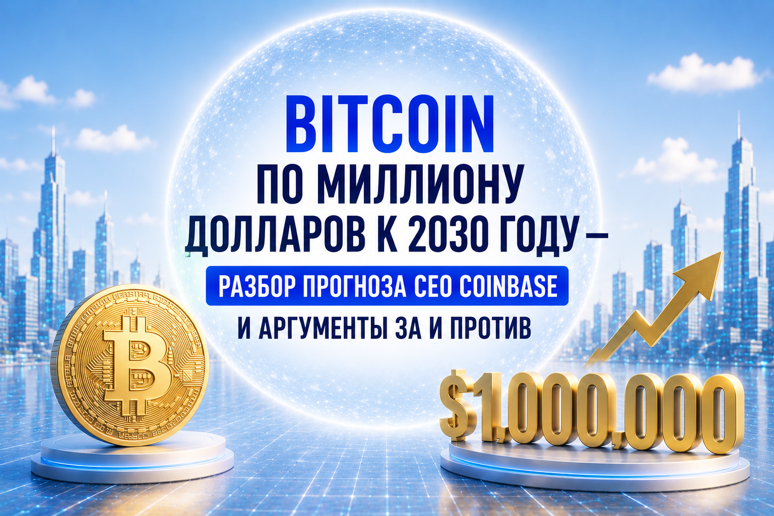 Bitcoin по миллиону долларов к 2030 году: разбор прогноза CEO Coinbase и аргументы за и против