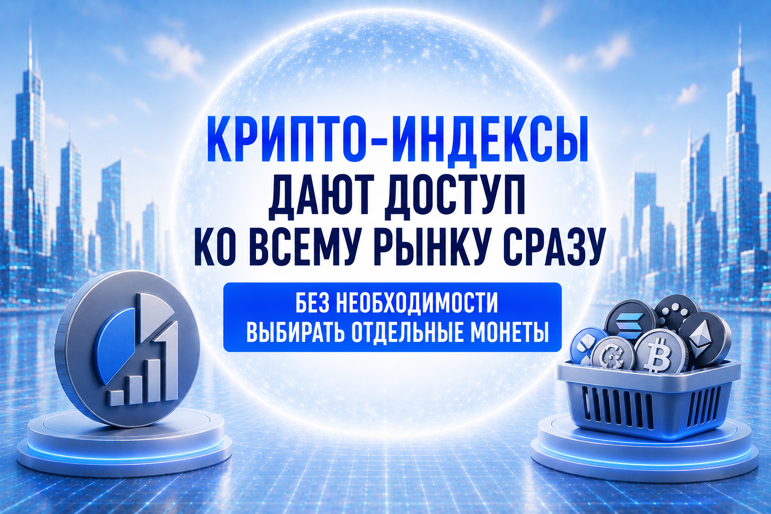 Крипто-индексы дают доступ ко всему рынку сразу без необходимости выбирать отдельные монеты