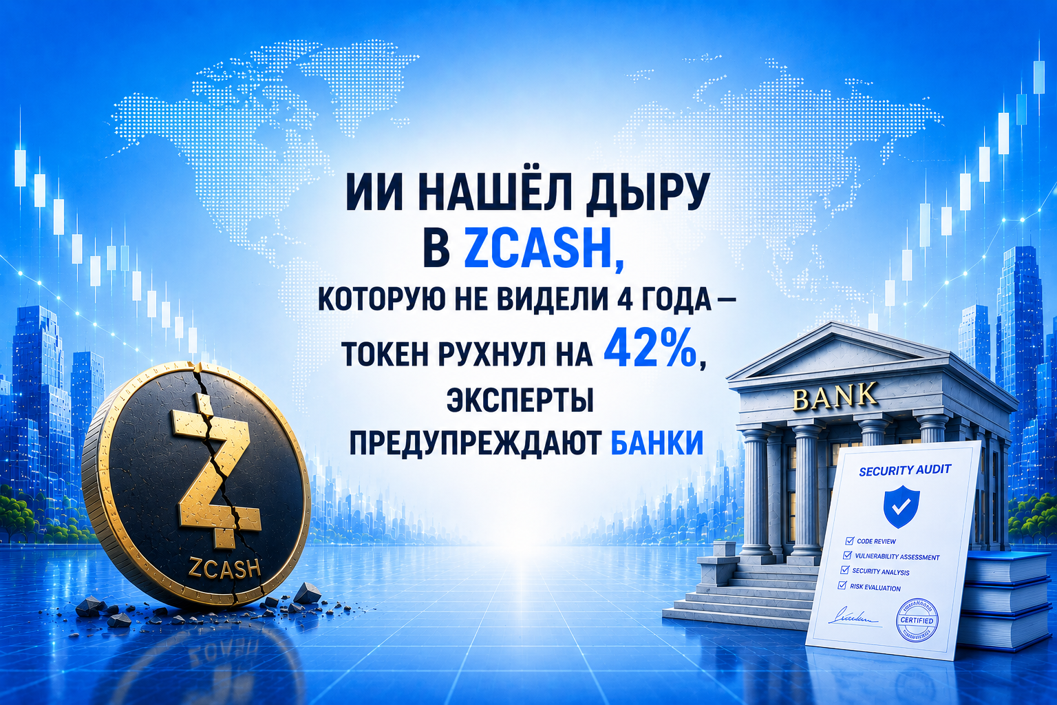ИИ нашёл дыру в Zcash, которую не видели 4 года — токен рухнул на 42%, эксперты предупреждают банки