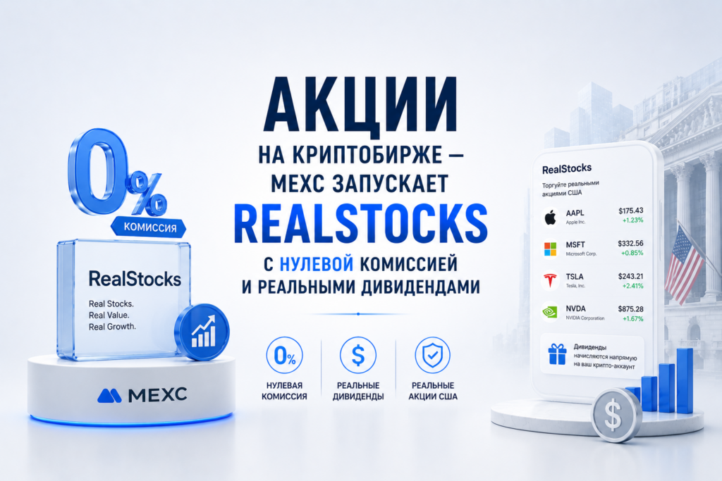 Акции на криптобирже: MEXC запускает RealStocks с нулевой комиссией и реальными дивидендами