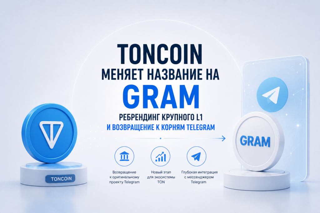Toncoin меняет название на Gram: ребрендинг крупного L1 и возвращение к корням Telegram