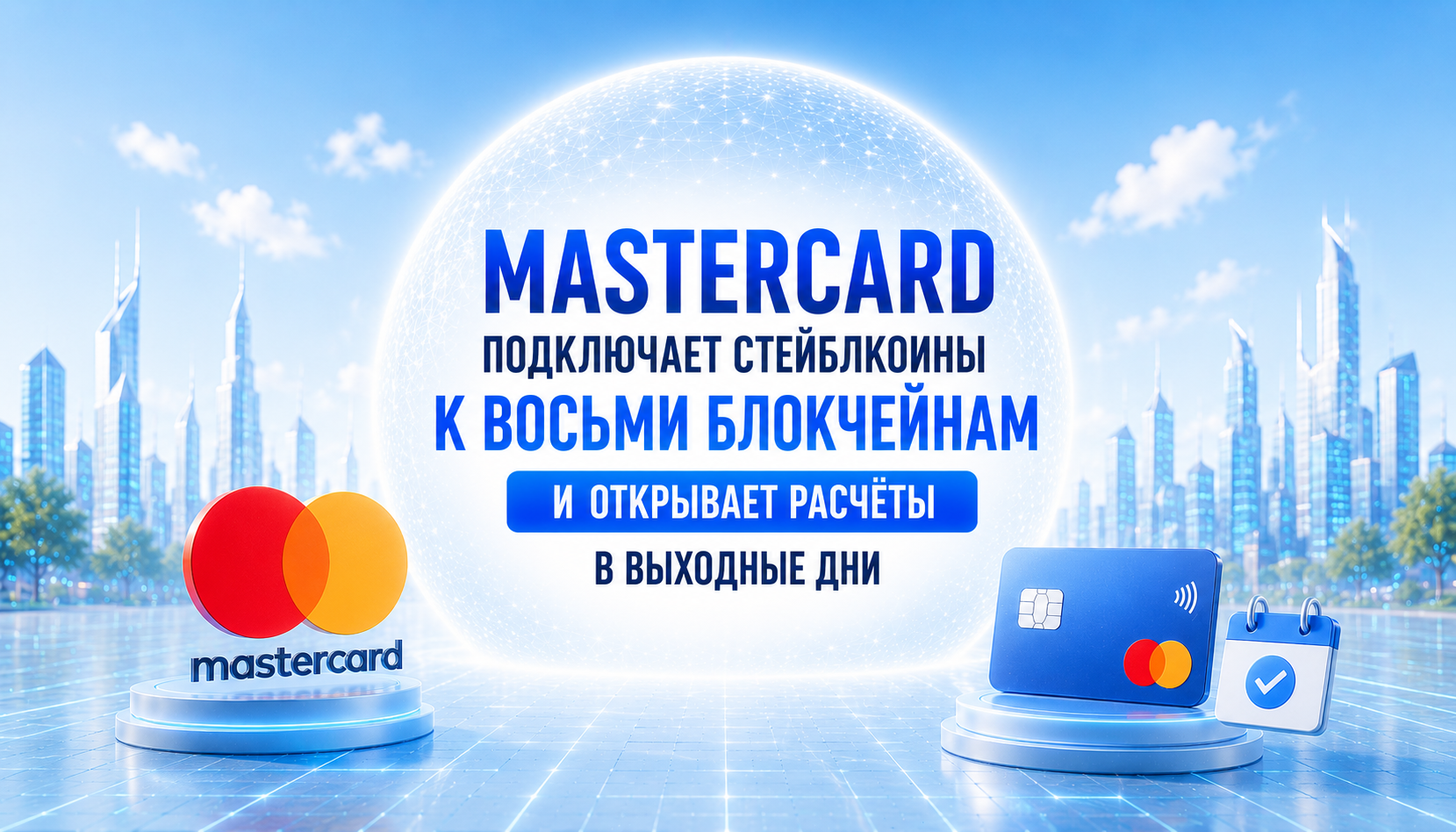 Mastercard подключает стейблкоины к восьми блокчейнам и открывает расчёты в выходные дни