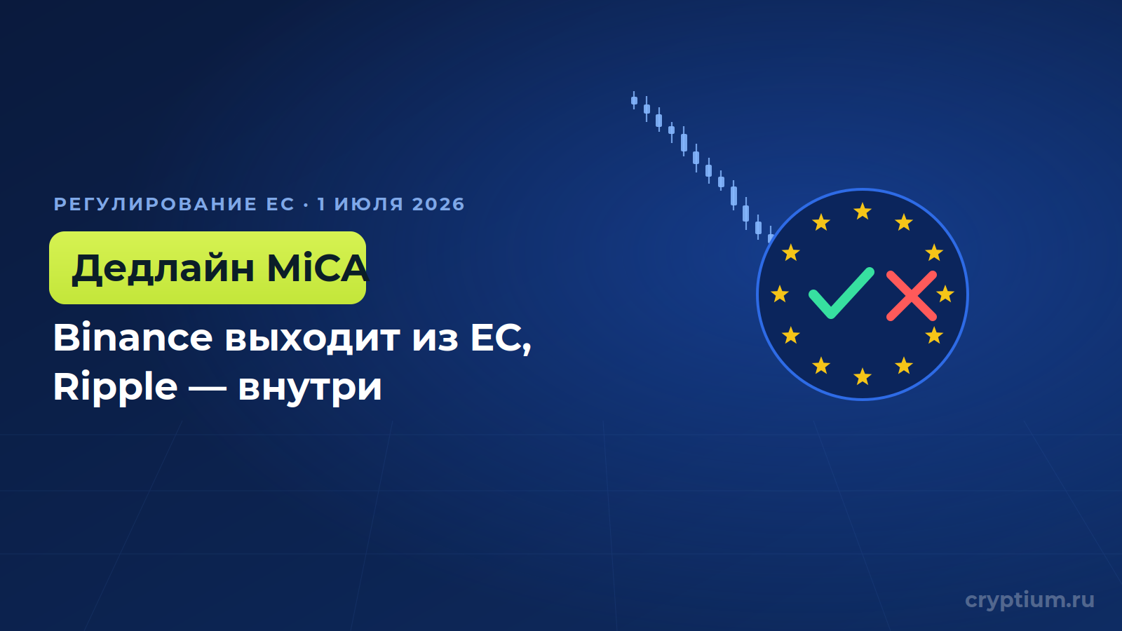 Дедлайн MiCA: Binance уходит из ЕС, Ripple перестраивает работу в Европе — обложка новости Cryptium