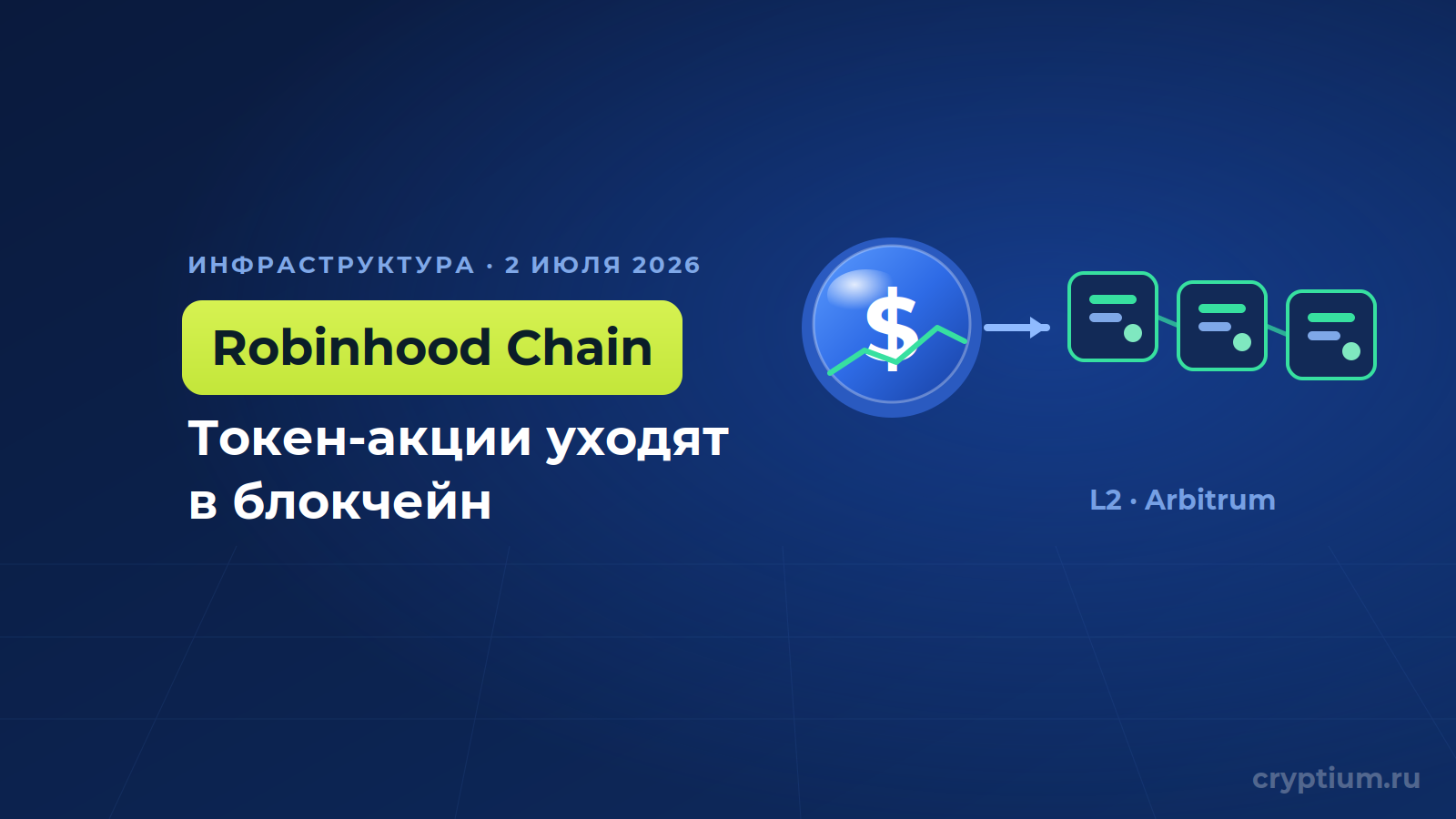 Robinhood запустил собственный блокчейн Robinhood Chain — обложка новости Cryptium