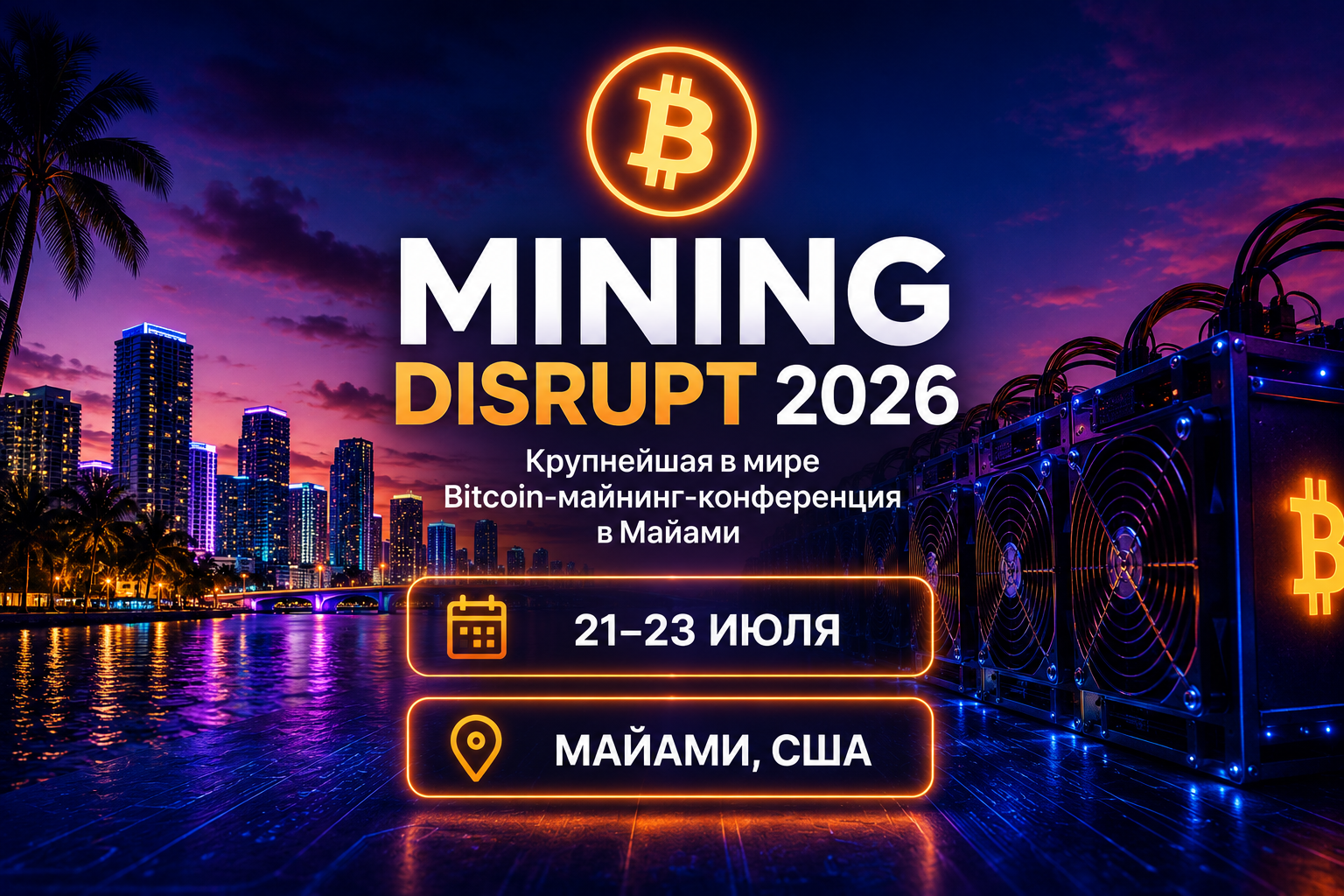 Mining Disrupt 2026: 21–23 июля — крупнейшая в мире Bitcoin-майнинг-конференция в Майами