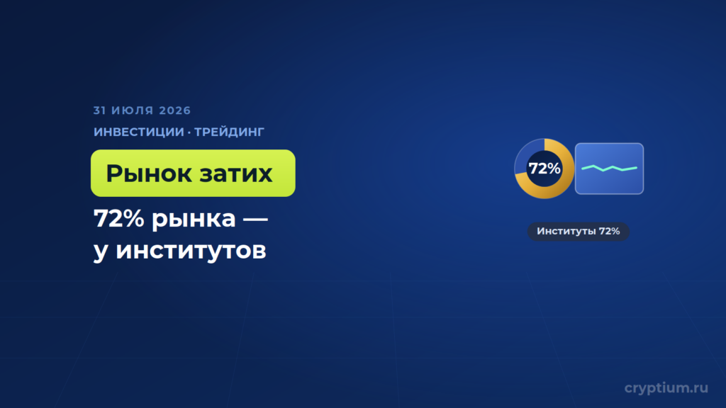 Институционалы впервые заняли почти три четверти крипторынка и заметно усмирили его