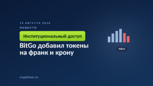 Тёмно-синяя обложка Cryptium с биржевым графиком — к материалу о недолларовых токенах для институциональных клиентов