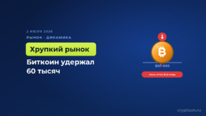 Биткоин удержал 60 тысяч, но рынок остаётся хрупким после рекордного оттока из ETF в июне