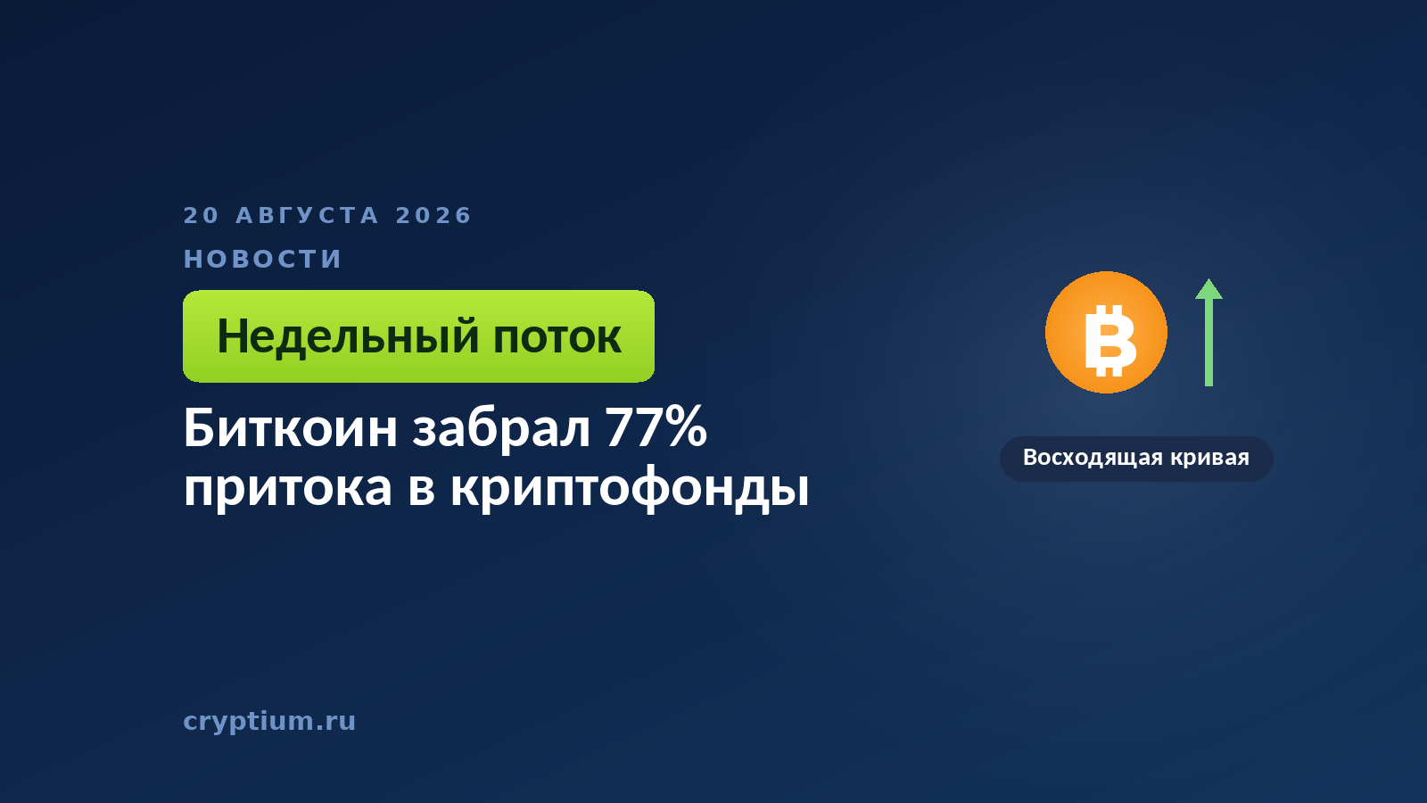 Тёмно-синяя обложка Cryptium с восходящей кривой — к материалу о распределении денег между биржевыми продуктами
