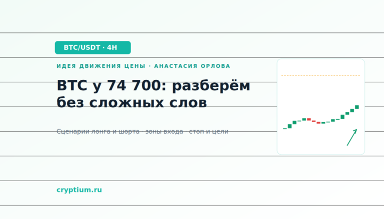 Баннер идеи BTC/USDT — BTC у 74 700: разберём без сложных слов