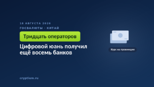 Тёмно-синяя обложка Cryptium с двумя банкнотами — к материалу о расширении сети операторов государственной валюты