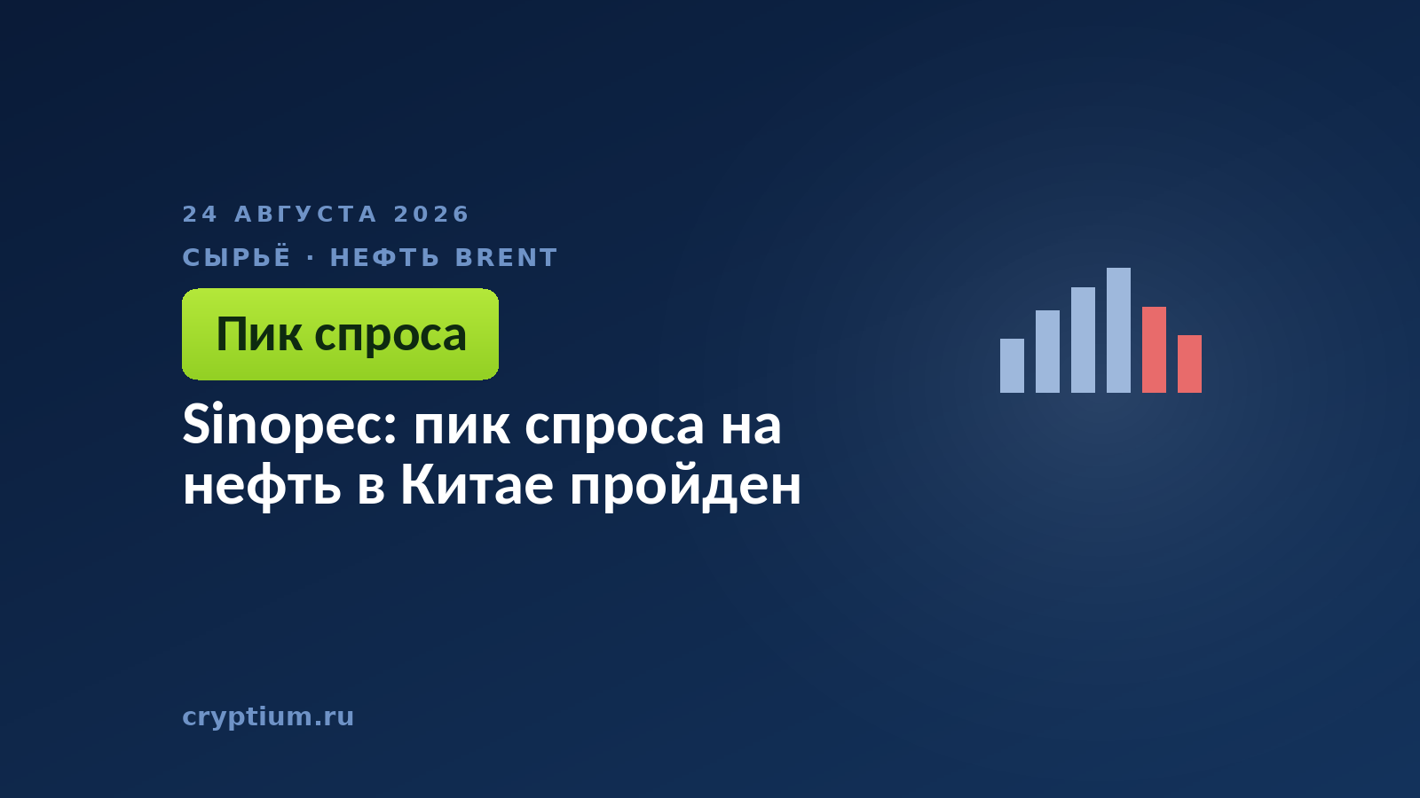 Sinopec: пик спроса на нефть в Китае пройден