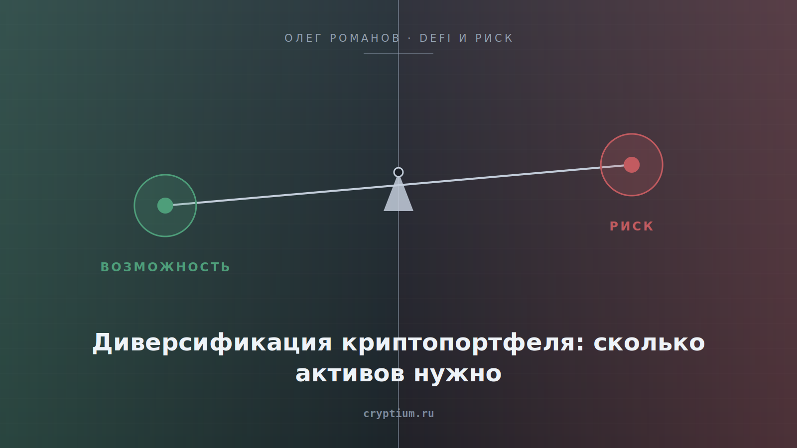 Весы возможности и риска на стальном фоне — обложка статьи о диверсификации криптопортфеля