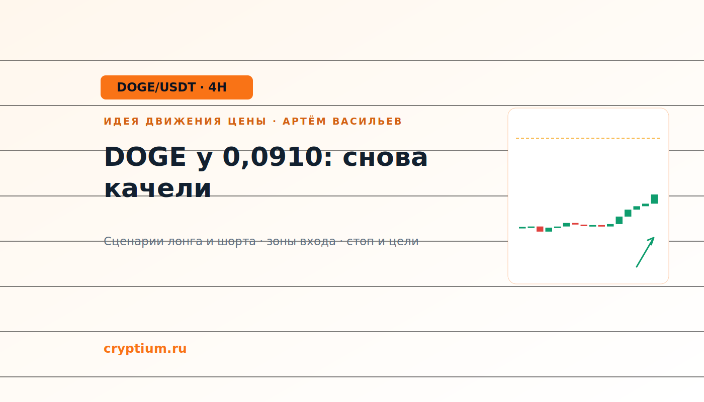 Баннер идеи DOGE/USDT — DOGE у 0,0910: снова качели