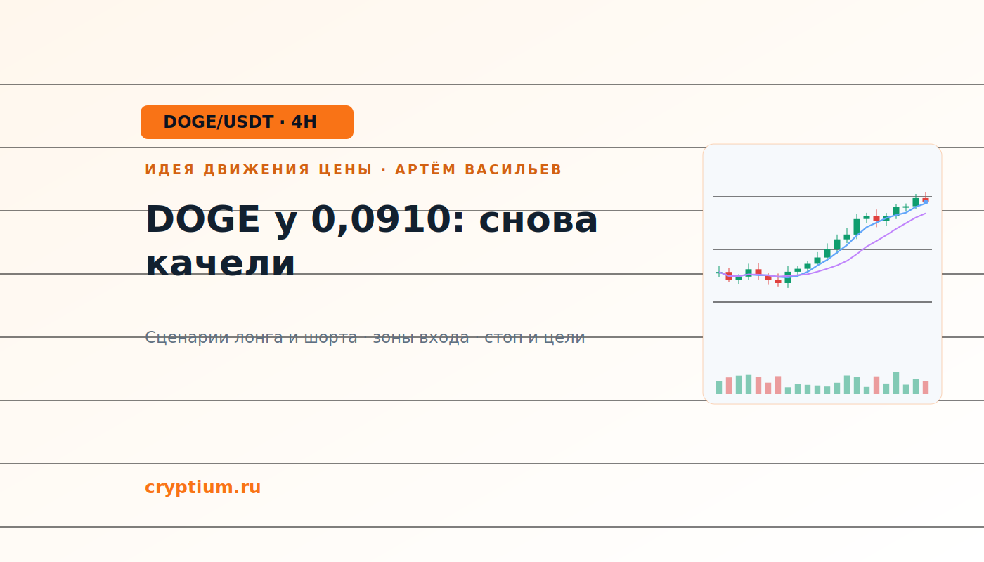 Баннер идеи DOGE/USDT — DOGE у 0,0910: снова качели