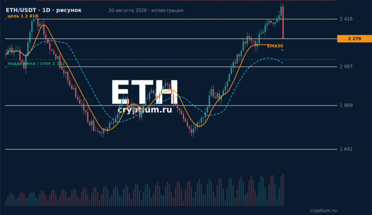 График ETH/USDT 4H (иллюстрация cryptium.ru) с уровнями идеи, текущая цена около 2 279