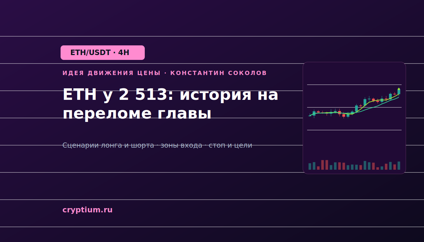 Баннер идеи ETH/USDT — ETH у 2 513: история на переломе главы