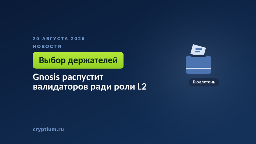 Тёмно-синяя обложка Cryptium с бюллетенем — к материалу о голосовании держателей за смену типа сети
