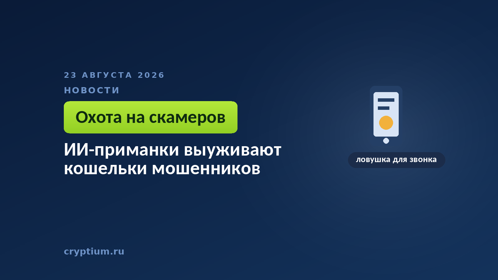 Телефонная трубка с индикатором вызова — входящий звонок мошенника, принятый ботом-приманкой