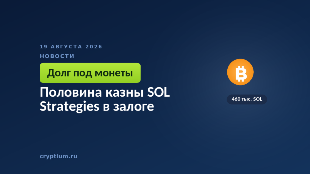 Тёмно-синяя обложка Cryptium с монетой — к материалу о заложенном запасе казначейской компании