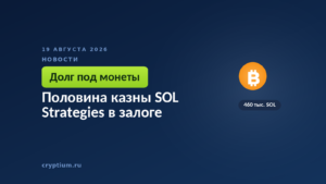 Тёмно-синяя обложка Cryptium с монетой — к материалу о заложенном запасе казначейской компании