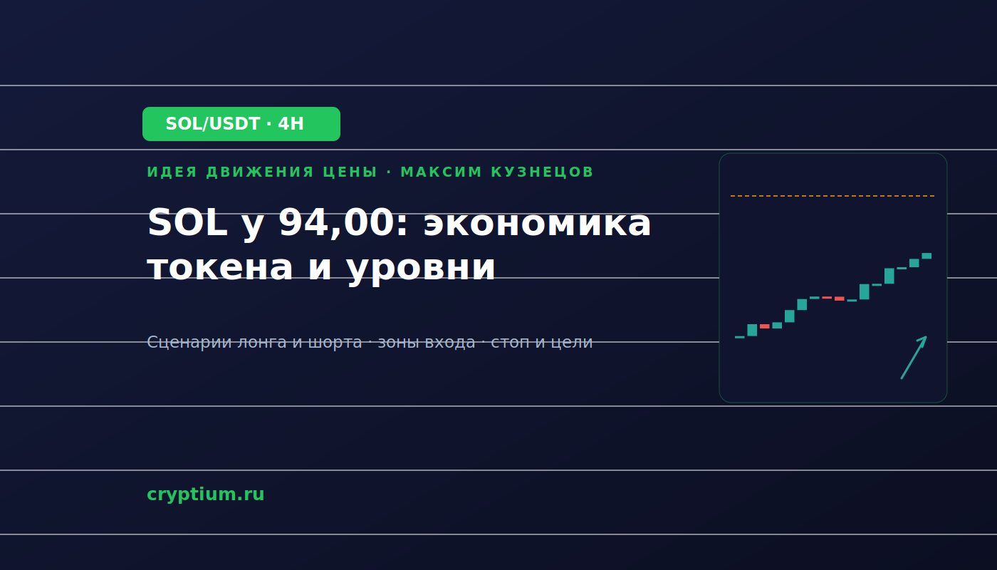 Баннер идеи SOL/USDT — SOL у 94,00: экономика токена и уровни