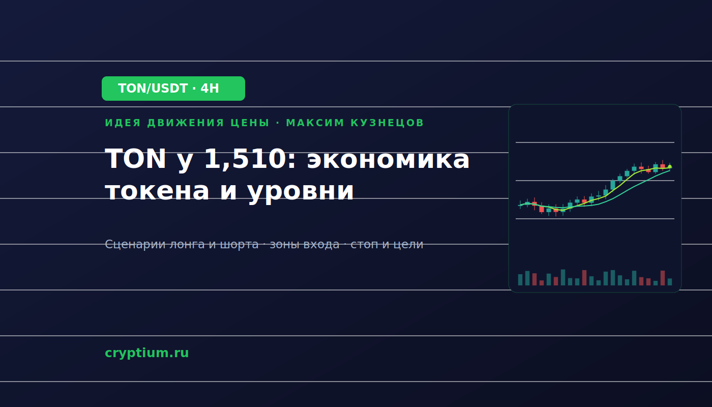 Баннер идеи TON/USDT — TON у 1,510: экономика токена и уровни