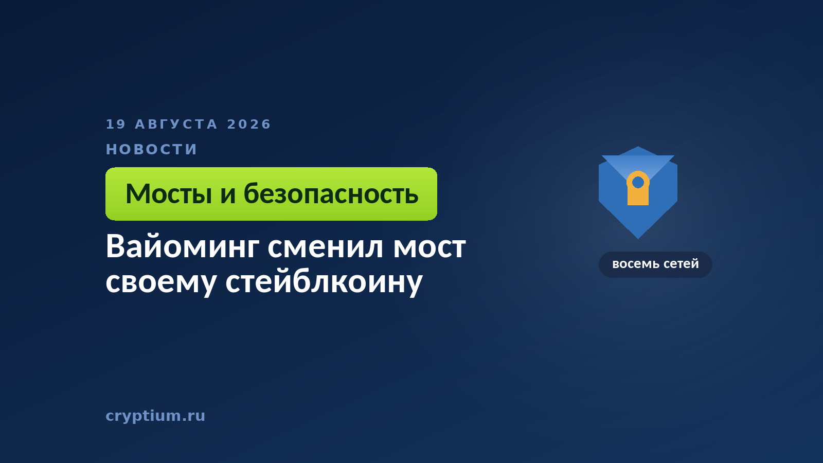 Тёмно-синяя обложка Cryptium со щитом — к материалу о смене межсетевой инфраструктуры государственного токена