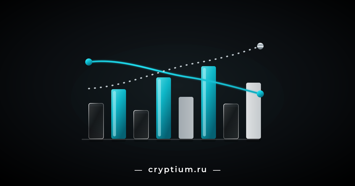 Столбчатая диаграмма из стеклянных и бирюзовых элементов с расходящимися линиями тренда — динамика потерь и числа инцидентов на крипторынке