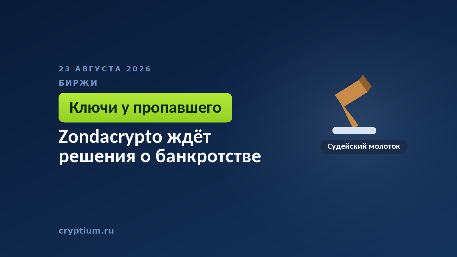 Судейский молоток на тёмном фоне — суд решает судьбу площадки, чей основатель числится пропавшим