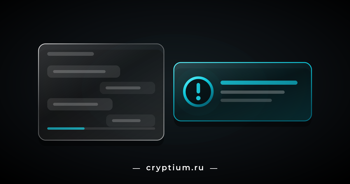 Карточка чата сделки с таймером слева и бирюзовая плашка предупреждения со знаком тревоги справа