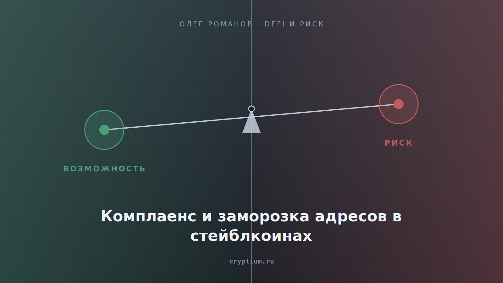 Весы возможности и риска на стальном фоне — обложка статьи о комплаенсе и заморозке адресов